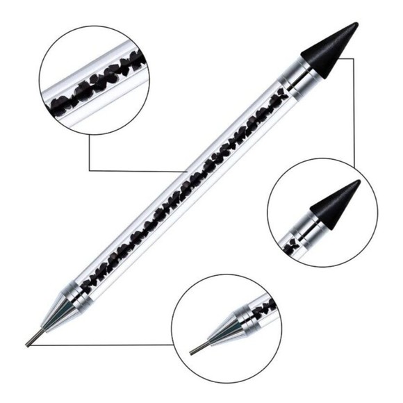 Double Head Wax Nail Rhinestone Picker Pen Acrylic Handle Application Tool New - Picture 2 of 6